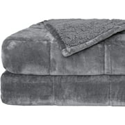 Couverture lestée en polaire Sherpa pour adultes Couverture réversible en flanelle moelleuse à sherpa, couverture en peluche et confortable pour canapé-lit, décoration, 6,8 kg, 121,9 x 182,9 cm, gris