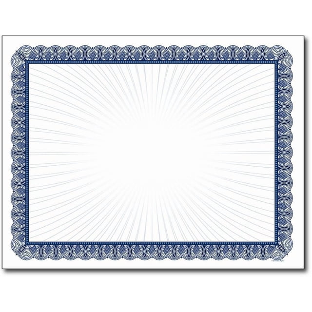 Certificats Vierges Bleus - 100 Feuilles - Compatible Jet d'Encre/laser - Idéal pour Graduations, Travaux & Récompenses