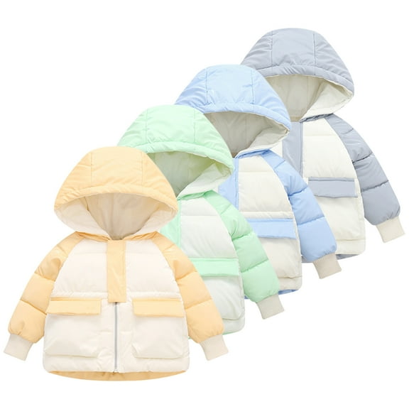KYAIGUO Kids Toddler Boys Girls Winter down Puffer Outerwear Jacket Baby Autumn Winte Warm Hooded Jacket Zipper Up Cute Thermal Little Big Girls Snow Coat,Size 1-9T