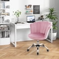 thumbnail image 4 of Costway Velvet Petal Shell Office Chair Adjustable Swivel Accent Vanity Armchair Pink, 4 of 9