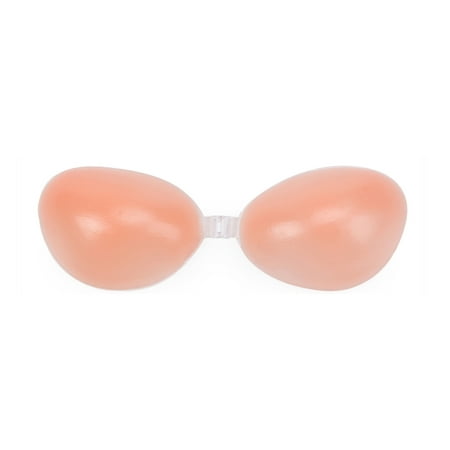 DODOING Women s Nude Breathable Strapless Self Adhesive Silicone Bra Reusable Backless Push- Up Gel Bra 2 Packs