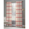 thumbnail image 4 of Yellow Buffalo Plaid Sheer Curtains 84 Inch Length 2 Panels Set Window Treatments, Red Lines Grid Pattern Vintage Rod Pocket Semi Curtains for Living Room/Bedroom/Kitchen Décor, 104"W x 84"L, 4 of 7