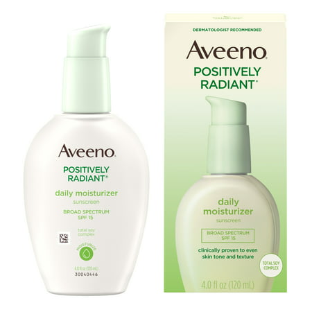 Aveeno Positively Radiant Daily Face Moisturizer SPF 15 & Soy, 4 fl. (Best Day Cream With Spf For Sensitive Skin)