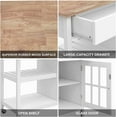 thumbnail image 3 of ChooChoo Rolling Kitchen Island, Portable Kitchen Cart Wood Top Kitchen Trolley with Drawers and Glass Door Cabinet, Wine Shelf, Towel Rack, White, 3 of 6