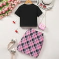 thumbnail image 3 of WOYY Girls Summer Outfits Cotton Short Sleeve Graphic T-Shirt & Plaid Skirt Set, Sizes 1-16, 3 of 7