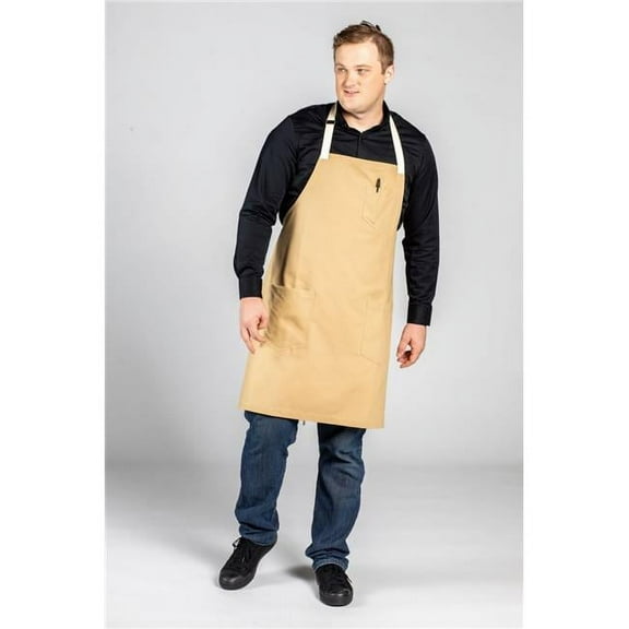 Uncommon Threads 3115-C11W4 34 x 36 in. Vibe Bib Canvas Apron with Natural Webbing, Light Beige