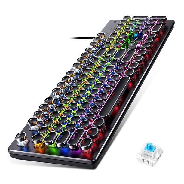Teclado Mecánico Para Juegos Punk Redondo Retro Retroiluminado Teclado Usb Con Cable Para Pc Portátil Cateissary EL014187-01