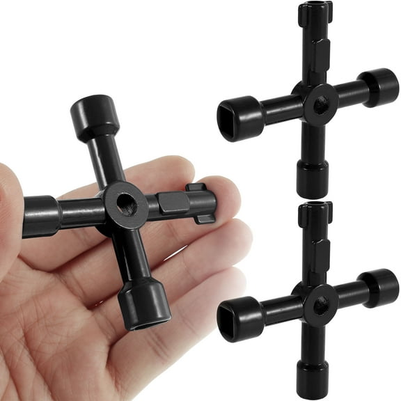Sutowe Utilities Key 4 Way Zinc Alloy Cross Key Multifunctional Professional Handheld Lightweight Portable Repair Tool for Valve Faucet Cabinet Opening