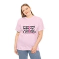 thumbnail image 5 of Overcome Through Courage and Strength Fight Breast Cancer Cure T-shirt, 5 of 12