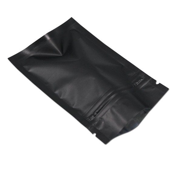 BAT Pack 100 Pcs Sacs de Rangement à Fermeture Éclair en Papier D\'aluminium Mate Refermables pour Fermeture Éclair avec Verrou Pochette Mylar Auto-Scellante pour Aliments (Noir Mat, 3.94x5.9inch(10x15cm))