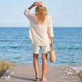 thumbnail image 6 of Evdexr Striped Shorts for Women Linen Bermuda Shorts 2026 Knee Length Drawstring Vacation Short Pants Summer Gauze High Waisted Loose Fit Shorts L, 6 of 7