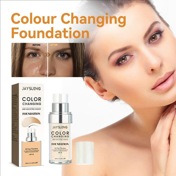 RKSTN Foundation Colour Changing Concealer Cover Cream Colour Changing Warm Skin Tone Face Makeup Liquid Makeup Base Nude Face Moisturizing 30ml Lightweight & Medium Coverage Foundation