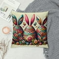 thumbnail image 2 of YANMS Happy Easter Peeps Decorative Throw Pillow Covers, Bunnies Eggs Chicks Blue Truck Stripes Cushion Case Decor, Flowers Butterfly Home Decoration for Sofa Couch, 2 of 5