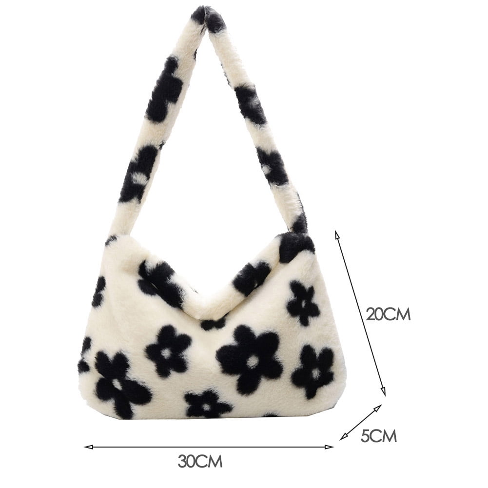 Lotpreco Plush Underarm Bag Ladies Fluffy Shoulder Bag Women Furry Purse Fluffy Tote Bag for Autumn and Winter