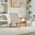 thumbnail image 4 of Miniyam Corduroy Mid-Century Modern Accent Chair,Leisure Chair with Solid Wood Armrest and Feet,Living Room Reading Chair,Beige, 4 of 9