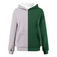 thumbnail image 4 of Women's Sweatshirt with Pockets Color Blocked Casual Loose Ladies Blouse Tops Women's Fashion Long Sleeve Hooded Pullover Sweatshirts Winter Clothes Green S, 4 of 5