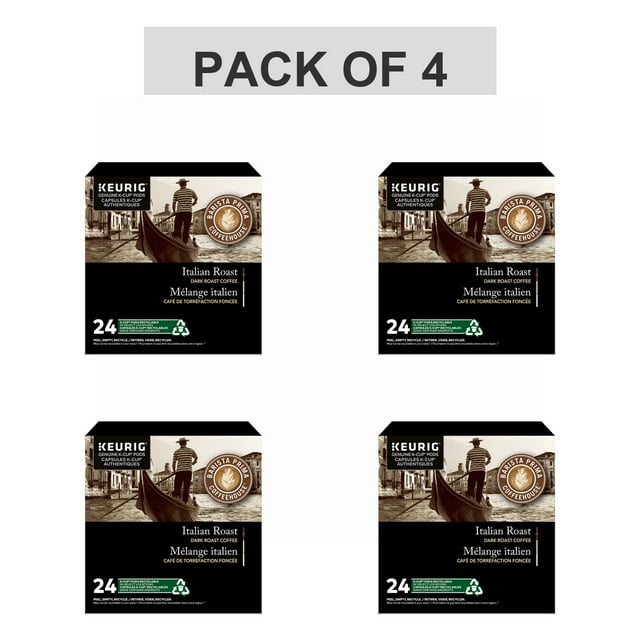 Pack of 4 - Barista Prima Italian Roast K-Cup Coffee Pods, 24 Count For Keurig Coffee Makers