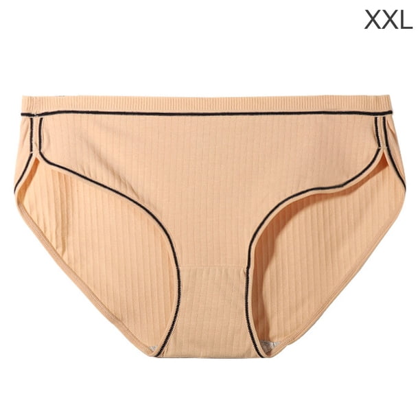 Bragas de mujer Calzoncillos de algodón sin costuras de cintura media Ropa interior suave, Beige, XXL Eigraketly AP001351-07