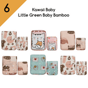 KaWaii Baby Newborn Bamboo Cloth Diaper, 6 Little Green Bamboo + 12 Bamboo Inserts, Unsex #2 Reusable Cloth Nappies for 622 Pounds