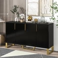 thumbnail image 2 of 60" Modern Sideboard Buffet with 4 Doors, Wood Storage Cabinet with Adjustable Shelves and Metal Handles & Legs, Coffee Bar Cabinet Entryway Console Table for Dinning Room, Kitchen, Hallway, Black, 2 of 9