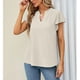 thumbnail image 2 of Camisa con ojales para mujer, volantes, manga corta, ribete con volantes, cuello en V, Color puro, camisa para mujer, Top para primavera y verano, amarillo, L, 2 of 6