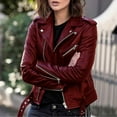 thumbnail image 4 of Abrigo liso de otoño para mujer, prendas de vestir de piel sintética, traje con cremallera, chaqueta corta fina a la moda para primavera y otoño para mujer, 4 of 5