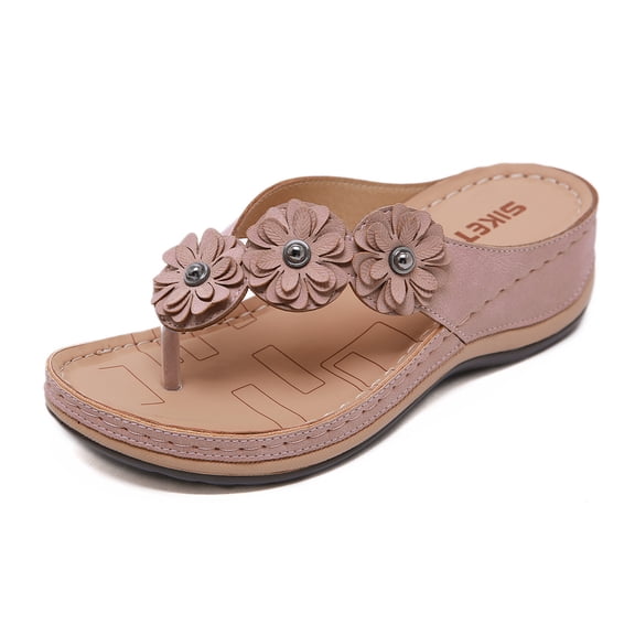 Women's Flip Flops Comfortable Mid Wedge Sandals for Women Gladiator Bohemian Summer Shoes Outdoor Clip Toe Beach Sandals