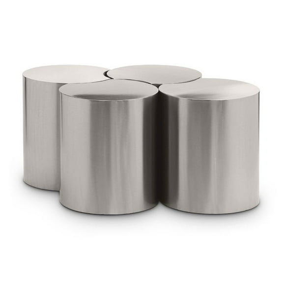 Meridian Furniture Dimple 4 Piece Silver Iron Metal Coffee Table