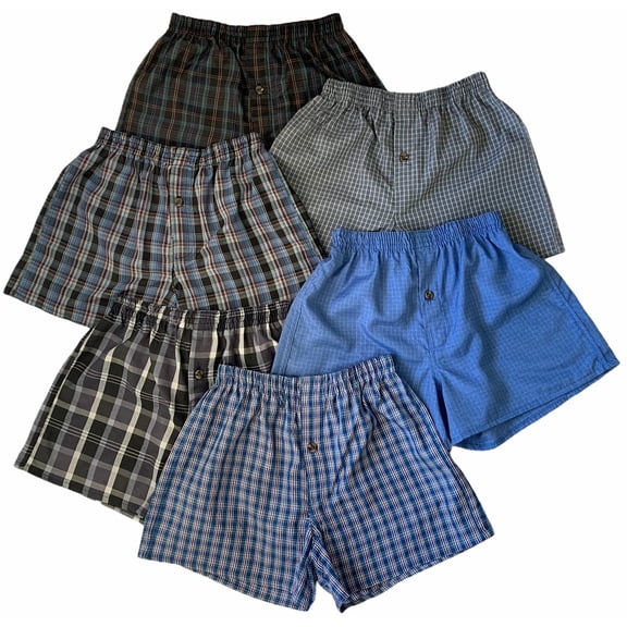 ToBeInStyle Boys' Pack of 6 Assorted Cotton-Blend Tartan Patterned Boxer Shorts - Medium