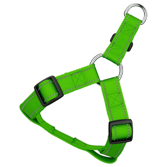 Country Brook Petz® 3/4 Inch Hot Green Reflective Nylon Step-In Dog Harness - Medium