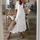 thumbnail image 2 of 2025 Vestido midi informal de mujer con cuello en V, manga corta, corte holgado y encaje, tallas S-XXL, primavera/verano/otoño, 2 of 8