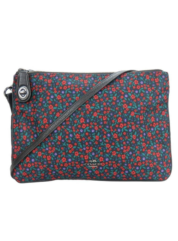 Pre-Owned Coach Shoulder Bag F59436 Nylon Leather Black Multicolor Flower Women's... (Good)