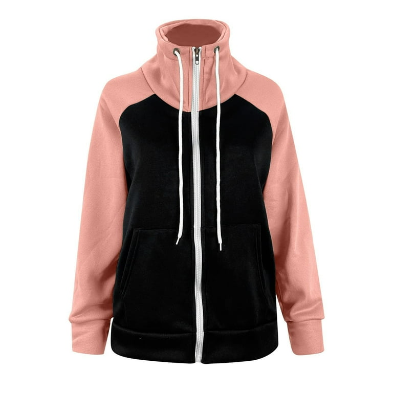 ☆関税込☆PARTIMENTO★STITCH POINTED NECK WARMER HOODIE★ Hfyihgf Women's Cowl Neck Hoodie Thermal Full Zip Long