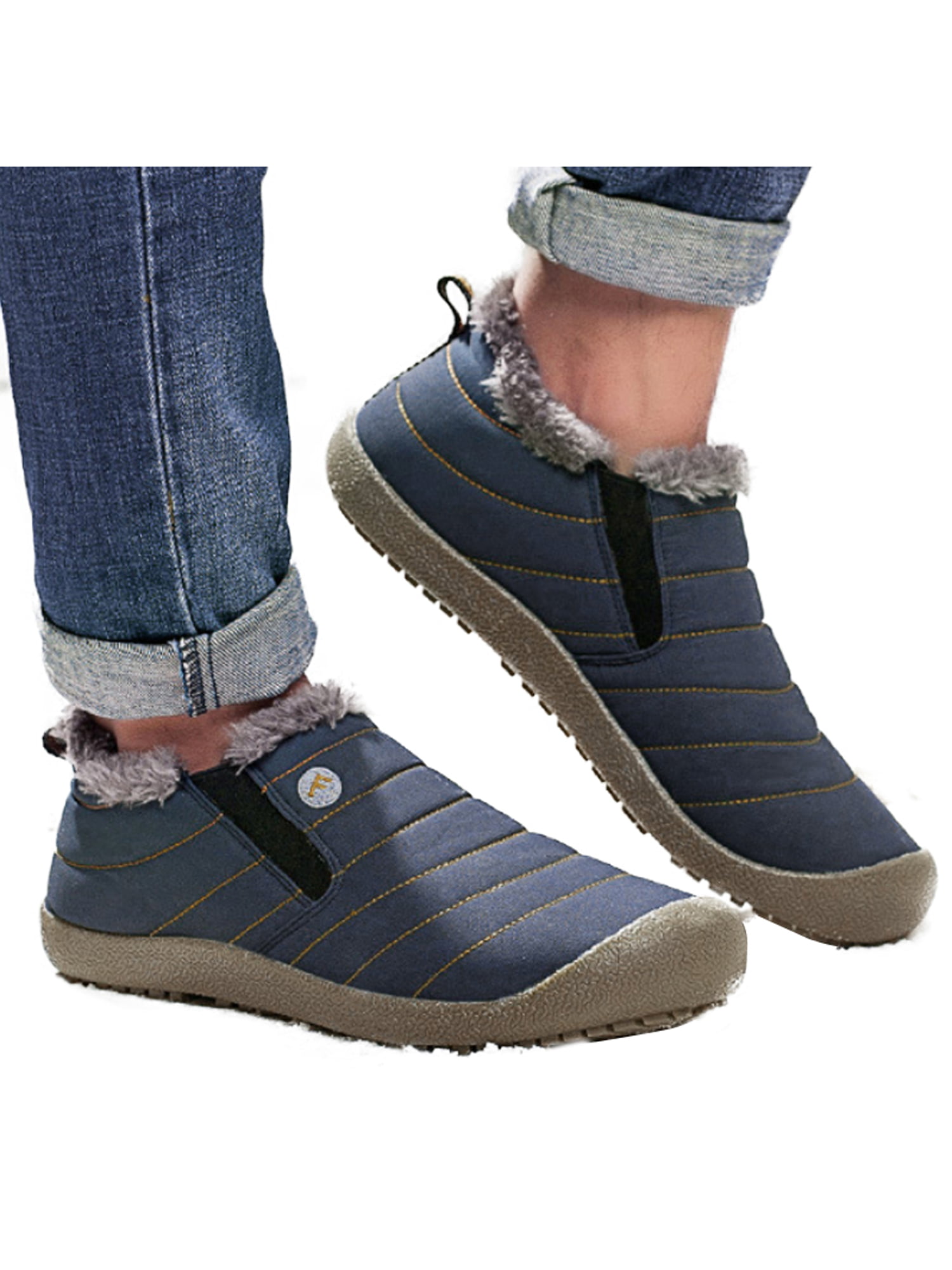 CHENJUAN Shoes Mens Fashionable Snow Boots Casual Comfortable Convenient Winter Faux Fleece Inside Home Shoes