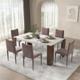 thumbnail image 3 of ACME Hettie Wooden Dining Table with Engineering Stone Top in White/Brown, 3 of 8