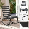 thumbnail image 3 of LAUSAINT HOME Outdoor Conversation Sets, 3-Piece Black Metal Patio Furniture Set with 2 Rocking Chairs, Gray Cushions, 3 of 7