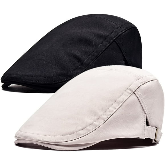2 Pack Men's Cotton Flat Cap Ivy Gatsby Newsboy Hunting Hat