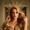 thumbnail image 2 of Greek Goddess Sun Headband - Gold Spiked Renfaire Virgin Mary Sunburst Goddess Halo Crown Fantasy Statue of Liberty Headpiece for Women Halloween Cosplay Renaissance Costume Headwear, 2 of 6