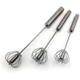 thumbnail image 1 of Stainless Steel Semi-Automatic Egg Whisk - 3PCS Hand Push Rotary Whisk Blender, 1 of 5
