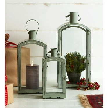 Lantern (Set Of 3) 12.5"-21"H Metal, Glass