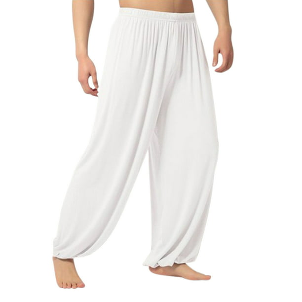 mens white cotton yoga pants