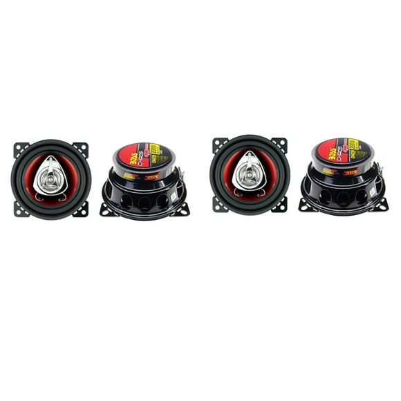 BOSS 4 Inch 200W 2 Way Car Audio Coaxial Speakers Stereo, Red PAIR (4 Pack)