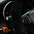 thumbnail image 3 of 15'' Car Steering Wheel Cover Plush Anti-Slip Breathable Automobile Accessory Black, 3 of 9