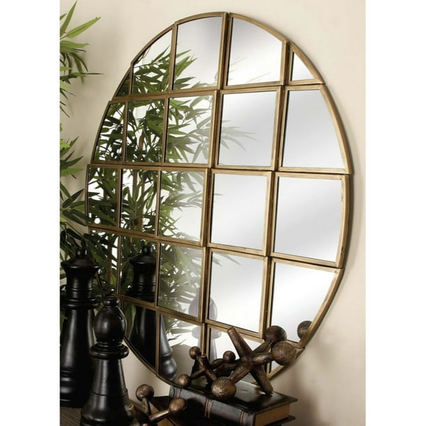 DecMode Modern Reflections Golden Grid Wall Mirror
