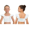 thumbnail image 6 of Choomomo Sequin Flutter Sleeve Dance Crop Top for Girls Square Neck Sparkly Dance Top for Stage Show & Recital White 6, 6 of 6
