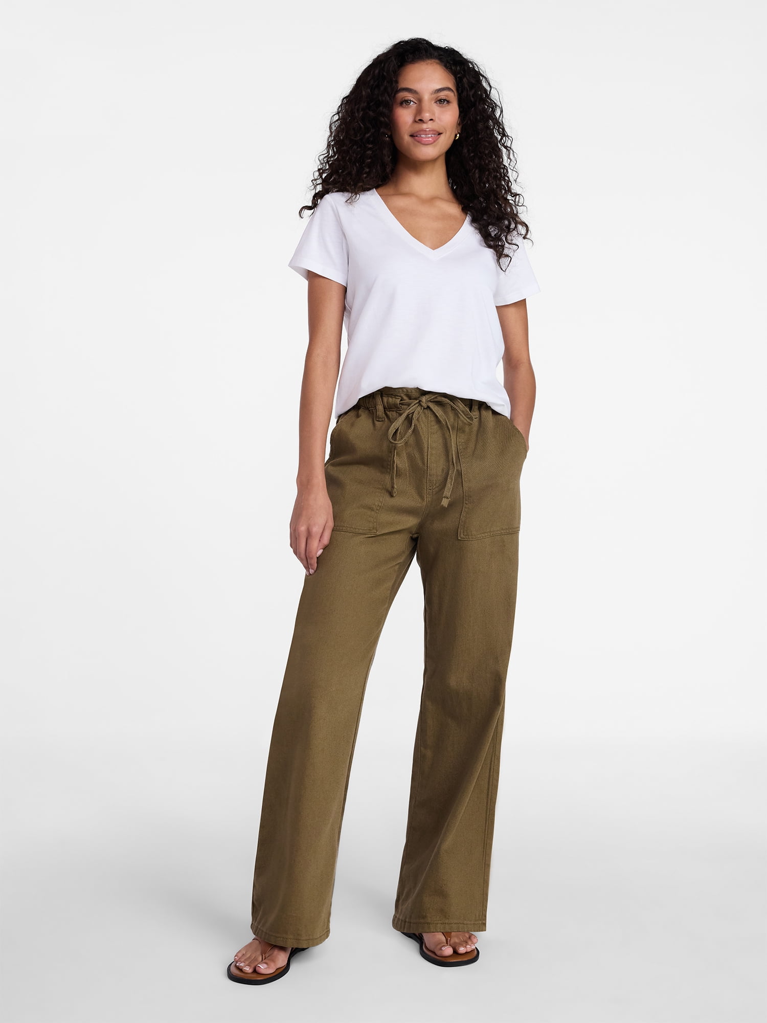 Time and Tru Women’s V-neck Slub Tee with Short Sleeves, Sizes 1X-4X