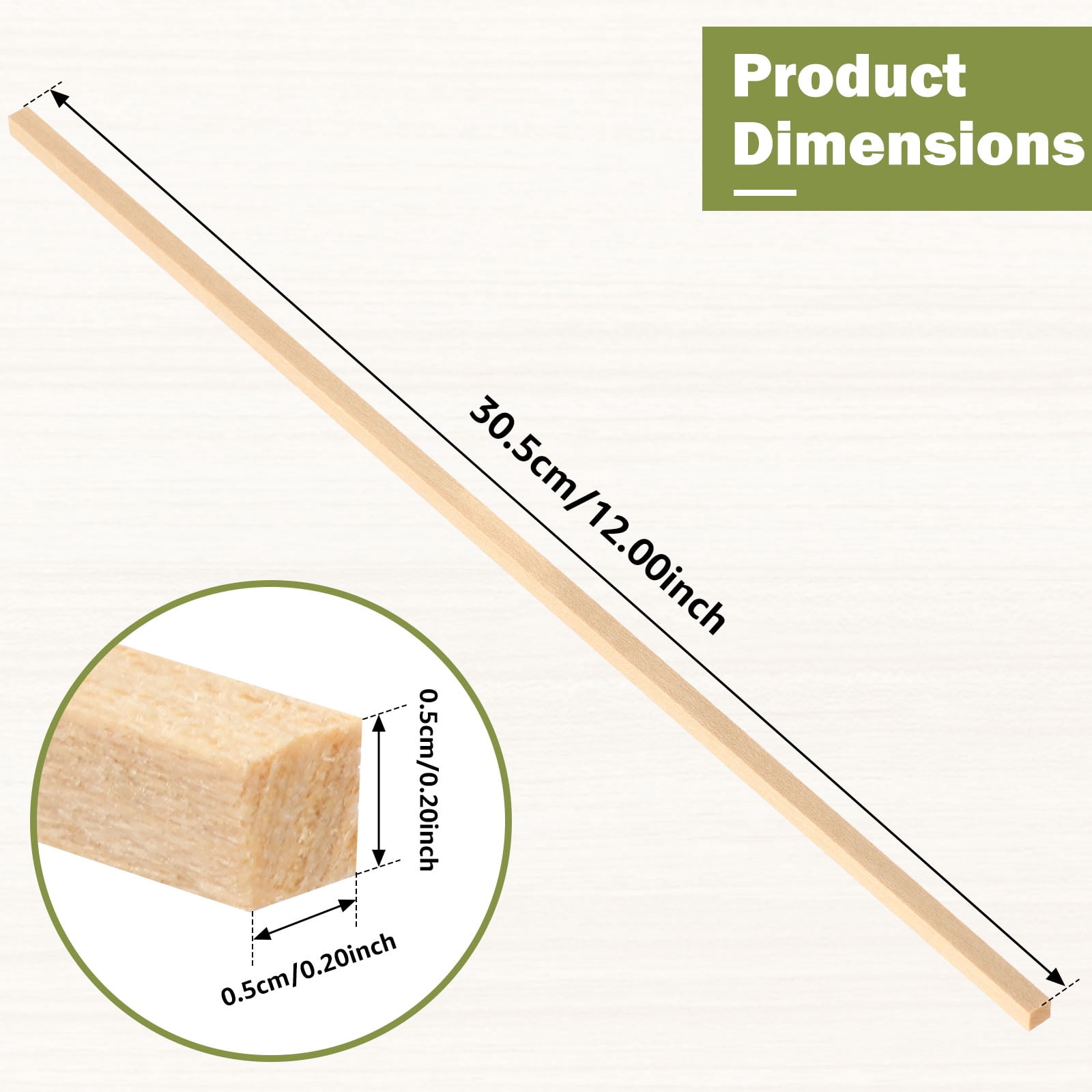 100Pcs Balsa Wood Sticks 0.2inch Square Wood Dowel Rods Unfinished Craft Sticks for Craft DIY Supplies Arts and DIYers
