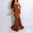 thumbnail image 2 of BYHONG Formal Dresses for Women 2024 Women's Dress Evening Gown One Shoulder Slit Sexy Dress Womens Formal Dresses Brown S, 2 of 7