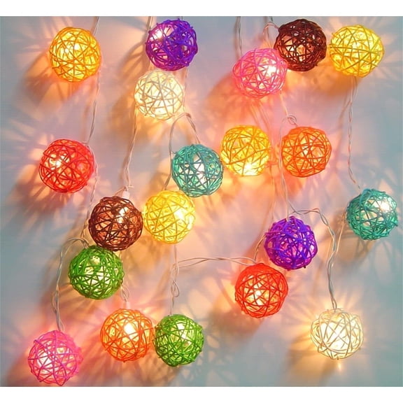 String Lights for Bedroom 9.8 Feet 20 Rattan Ball Fairy String Lights Plug in, Globe Rattan Balls Christmas Light, Indoor Fairy String Lights Decorative for Bedroom, Party, Wedding, Holiday(Purple)