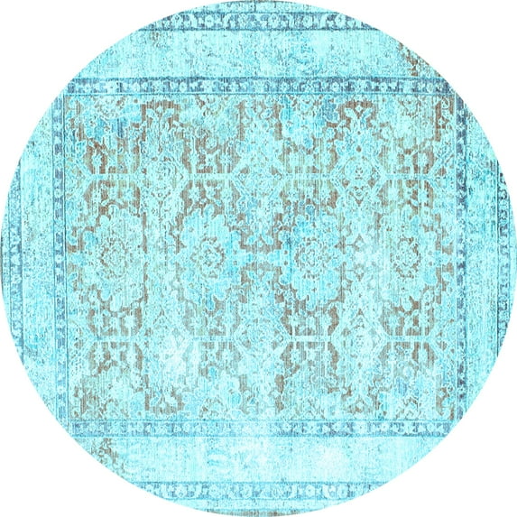 Ahgly Company Indoor Round Persian Light Blue Traditional Area Rugs, 6' Round